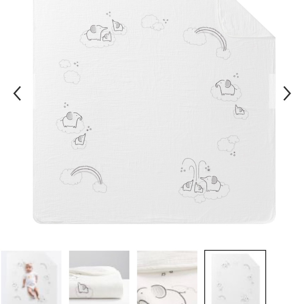 Pottery Barn Picture Perfect Elephant Embroidered Muslin Baby Blanket